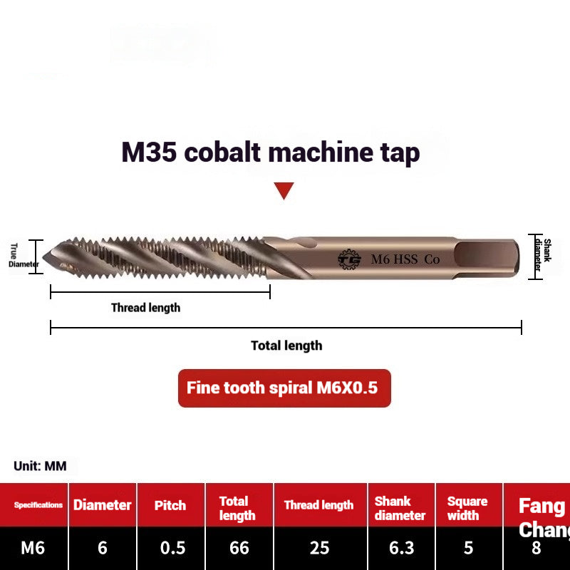1094-M35 cobalt spiral tap machine tapping stainless steel fine teeth copper iron aluminum m3m4m5 Shandong Denso Pricision Tools Co.,Ltd.